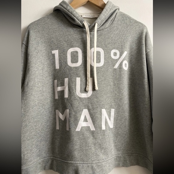Everlane - Women The 100% Human Typography Hoodie Gray Size M - Picture 2 of 5